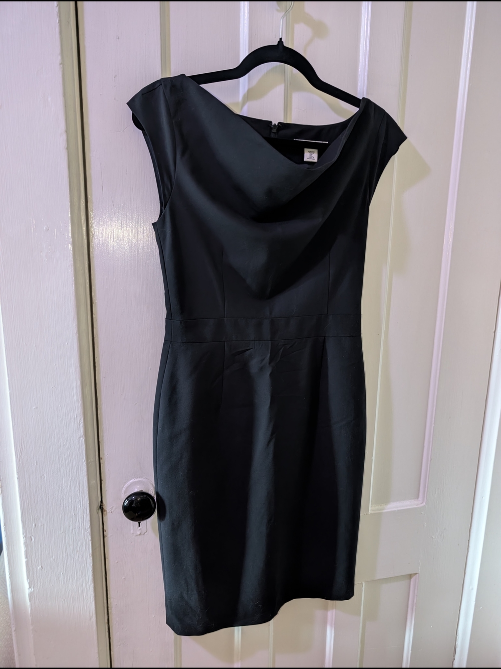 Banana Republic Black Wool Sheath Dress Petite 0P Stretch Cap Sleeve Work Career